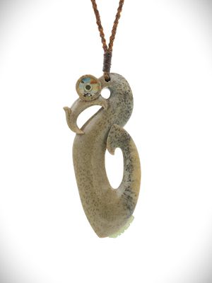 Moko Pounamu Manaia NZ Genuine Kokopu Greenstone - Maru
