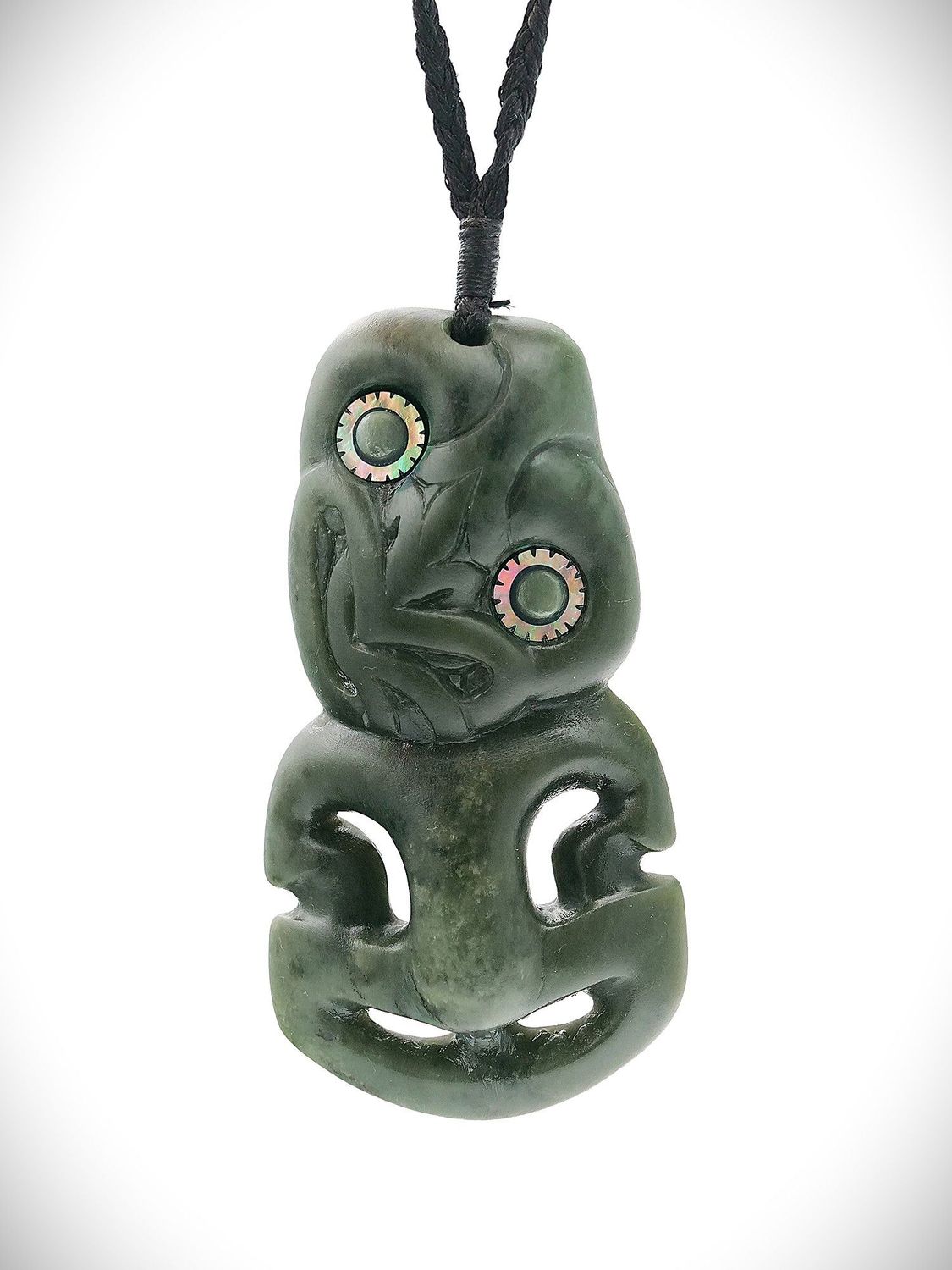 Moko Pounamu Hei Tiki Genuine NZ Inanga Greenstone  - Matua