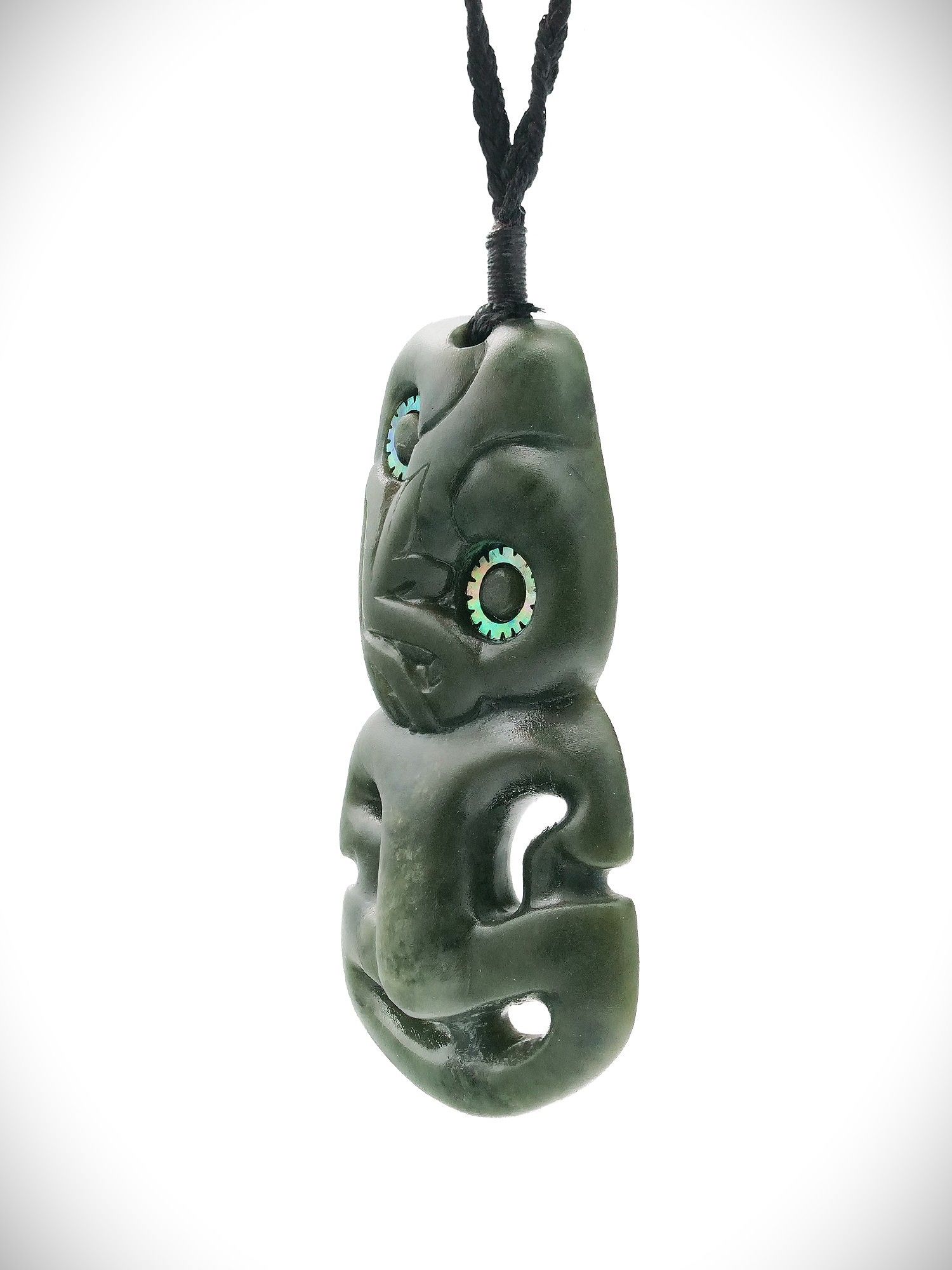 Moko Pounamu Hei Tiki Genuine NZ Inanga Greenstone  - Matua