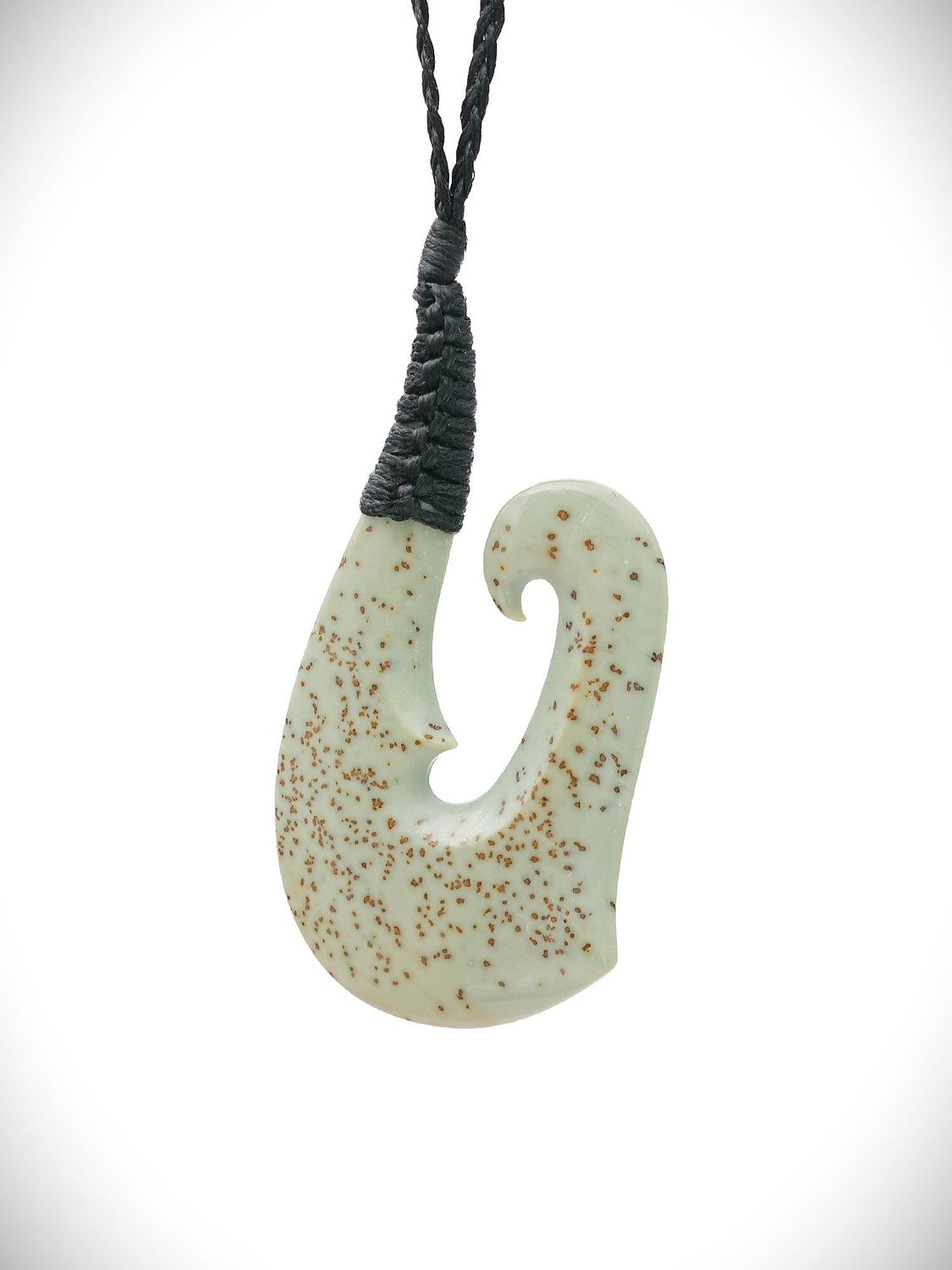 Moko Pounamu Hei Matau (Hook) NZ Genuine Kokopu Greenstone - Tomarata