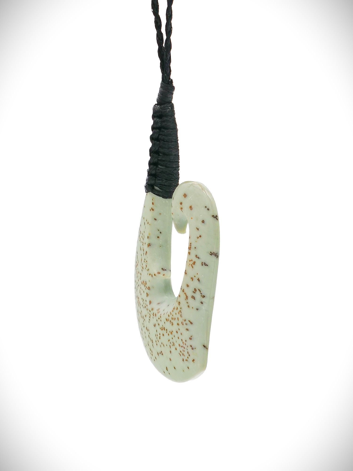 Moko Pounamu Hei Matau (Hook) NZ Genuine Kokopu Greenstone - Tomarata