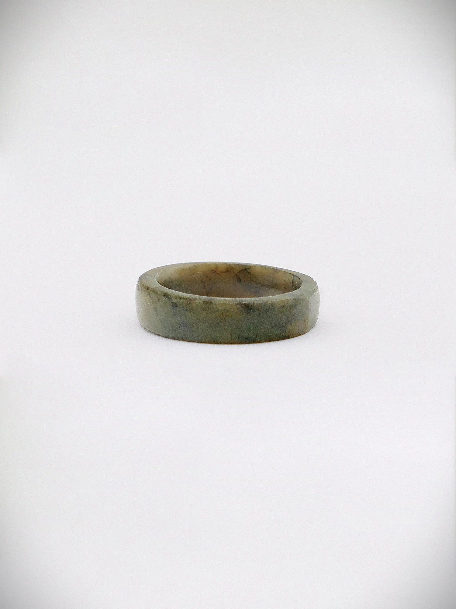 Moko Pounamu Flat Band Ring Genuine NZ Totoweka Greenstone - Kaiao