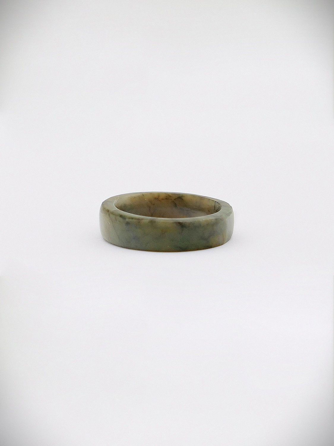 Moko Pounamu Flat Band Ring Genuine NZ Totoweka Greenstone - Kaiao