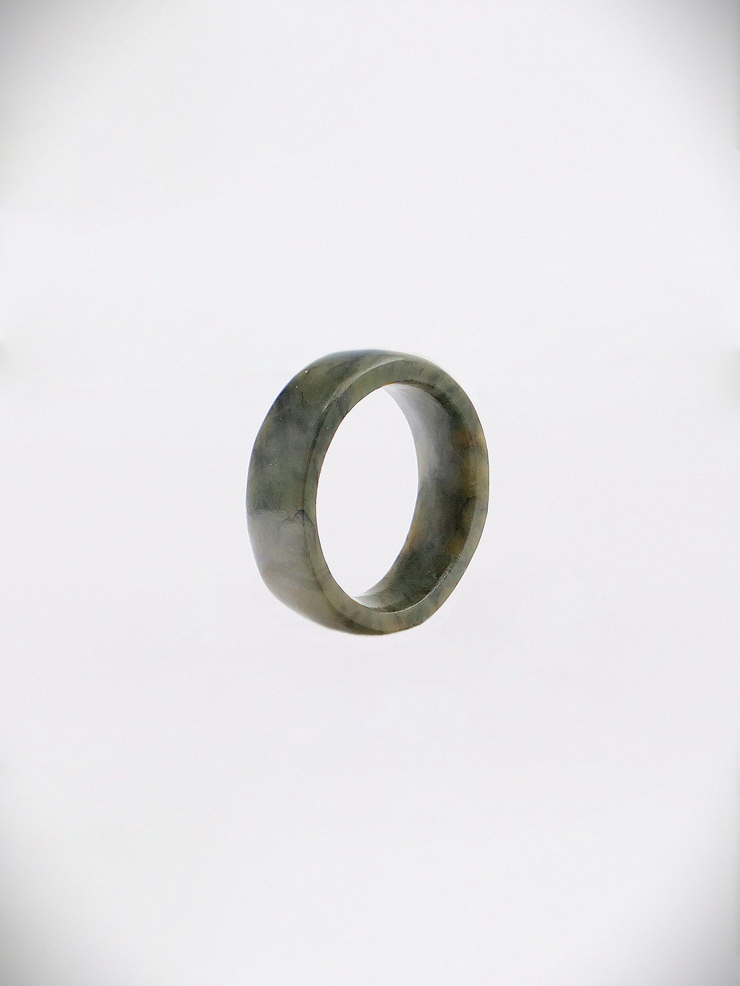 Moko Pounamu Flat Band Ring Genuine NZ Totoweka Greenstone - Kaitiaki