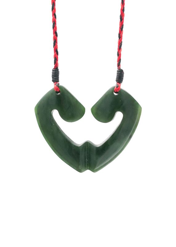 Moko Pounamu and Crusade with Heart Kouma (Breastplate) Genuine NZ Hapopo Greenstone #41