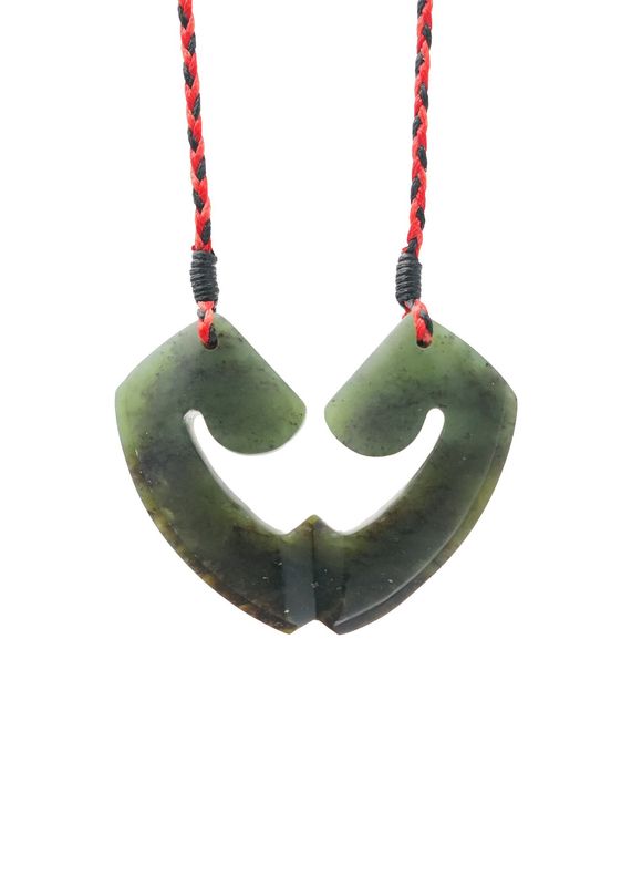 Moko Pounamu and Crusade with Heart Kouma (Breastplate) Genuine NZ Hapopo Greenstone #46