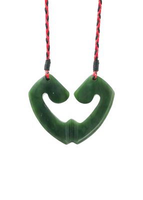 Moko Pounamu and Crusade with Heart Kouma (Breastplate) Genuine NZ Hapopo Greenstone #48