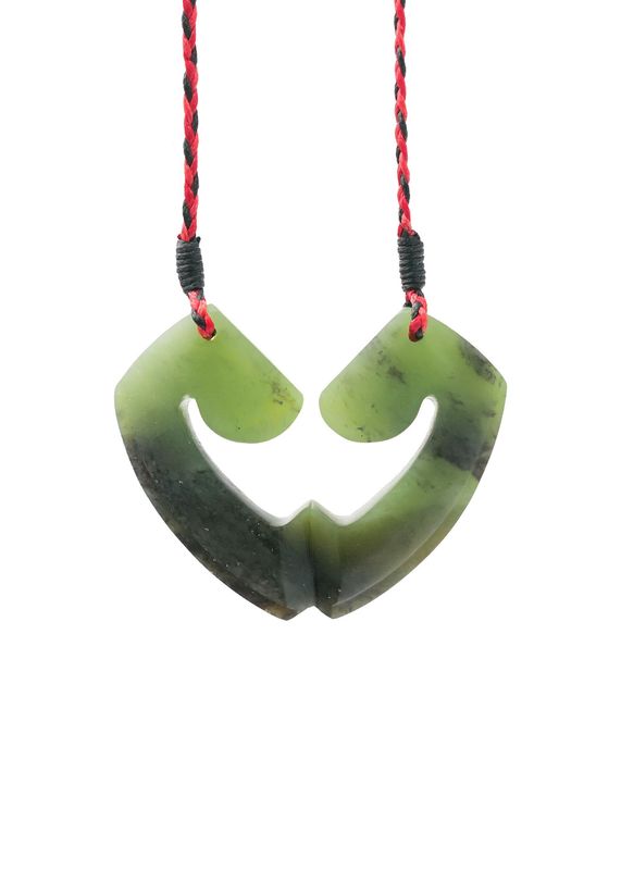 Moko Pounamu and Crusade with Heart Kouma (Breastplate) Genuine NZ Hapopo Greenstone #42