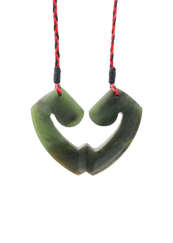 Moko Pounamu and Crusade with Heart Kouma (Breastplate) Genuine NZ Hapopo Greenstone #44