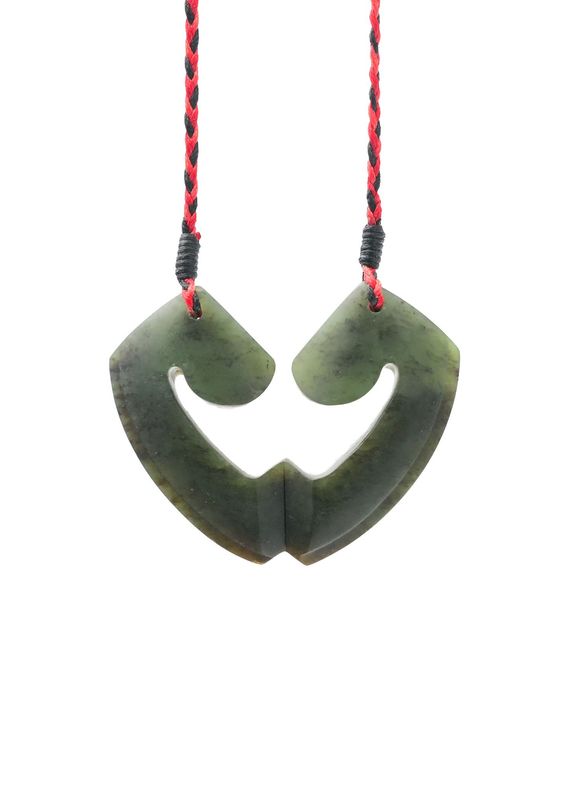 Moko Pounamu and Crusade with Heart Kouma (Breastplate) Genuine NZ Hapopo Greenstone #45