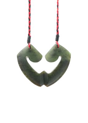 Moko Pounamu and Crusade with Heart Kouma (Breastplate) Genuine NZ Hapopo Greenstone #45