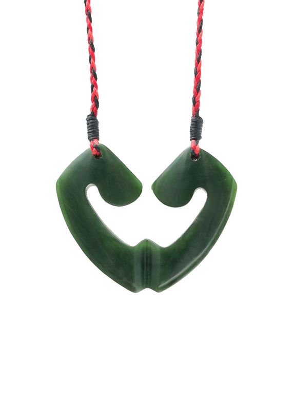 Moko Pounamu and Crusade with Heart Kouma (Breastplate) Genuine NZ Hapopo Greenstone #49