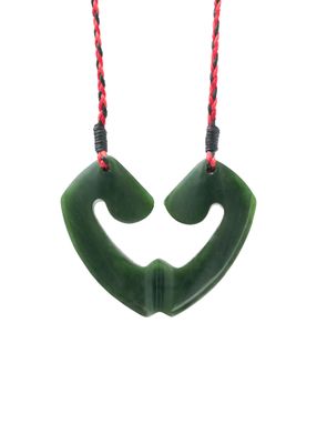 Moko Pounamu and Crusade with Heart Kouma (Breastplate) Genuine NZ Hapopo Greenstone #49
