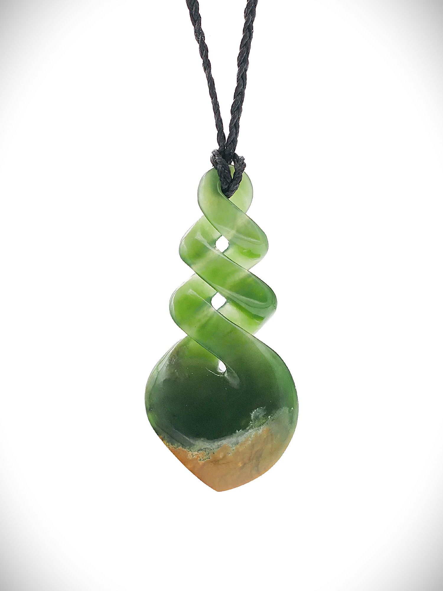 Moko Pounamu Triple Pikorua (Twist) Genuine NZ Kahurangi Greenstone - Mahuta
