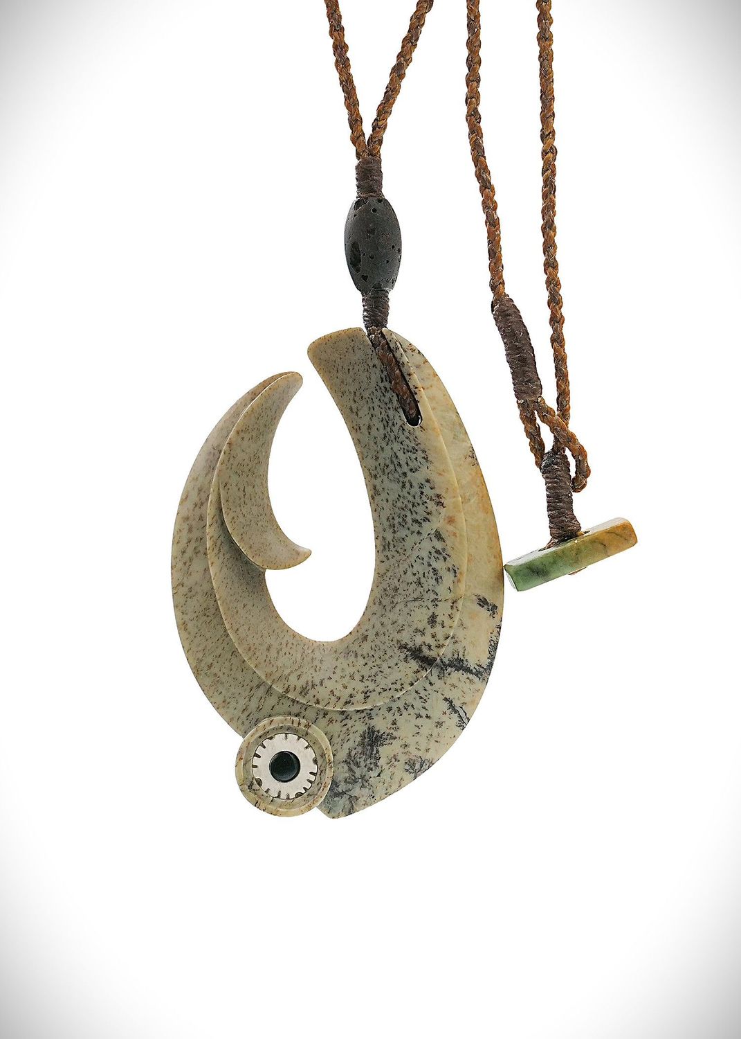 Moko Pounamu Hei Matau (Hook) NZ Genuine Kopopu Greenstone - Makuri
