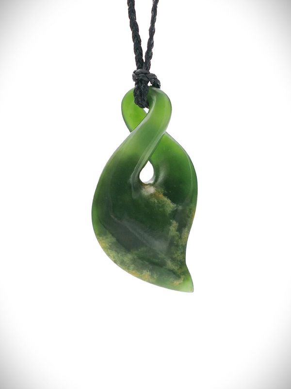 Moko Pounamu Single Pikorua (Twist) NZ Genuine Kahurangi Flower Greenstone - Marua Moko Pounamu Single Pikorua (Twist) NZ Genuine Kahurangi Flower Greenstone - Marua