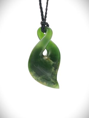 Moko Pounamu Single Pikorua (Twist) NZ Genuine Kahurangi Flower Greenstone - Marua
