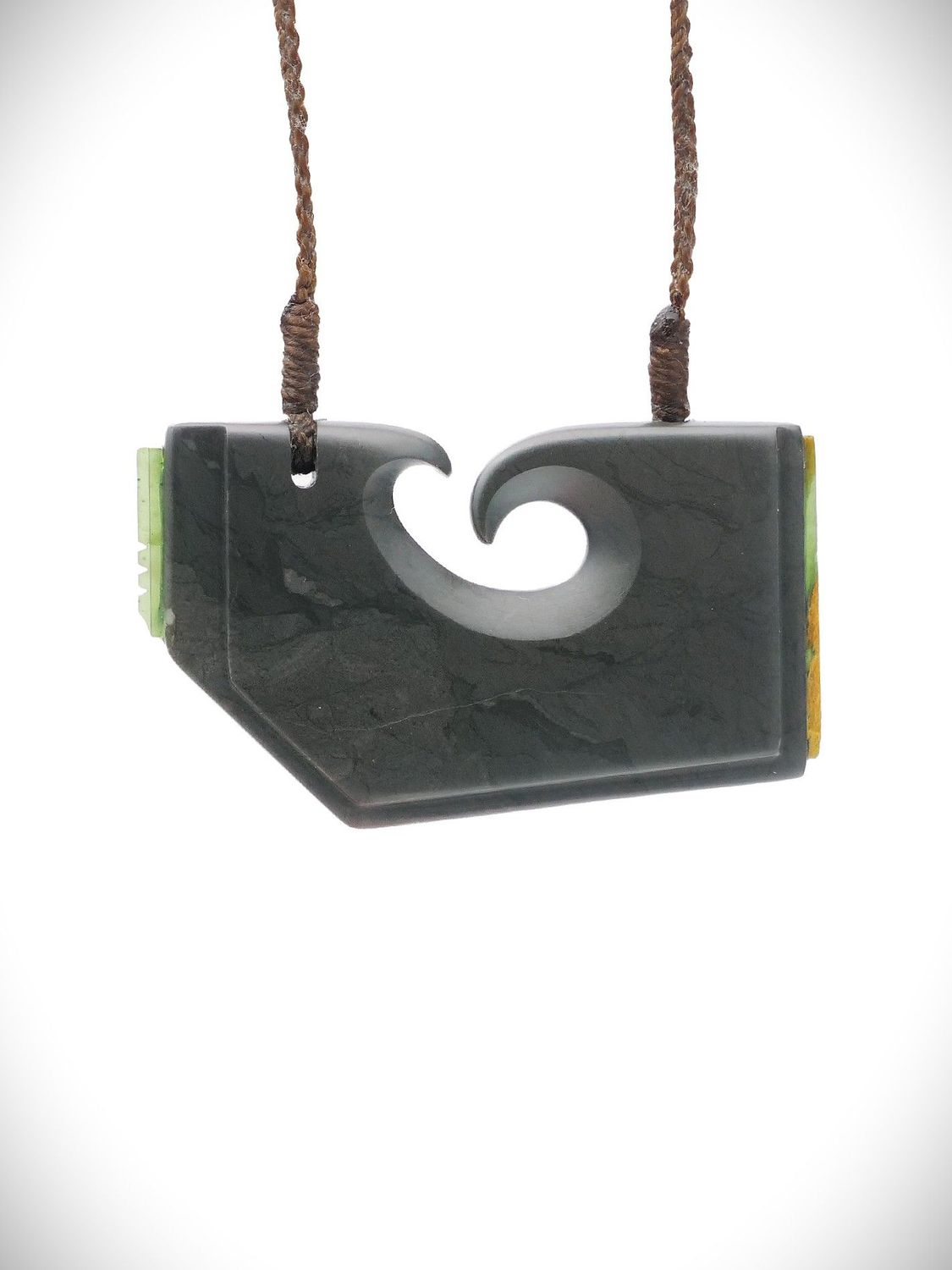 Moko Pounamu Contemporary Design NZ Genuine Pakohe (Argillite) Marsden Flower Greenstone - Kaipara