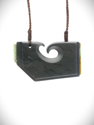 Moko Pounamu Contemporary Design NZ Genuine Pakohe (Argillite) Marsden Flower Greenstone - Kaipara Moko Pounamu Contemporary Design NZ Genuine Pakohe (Argillite) Marsden Flower Greenstone - Kaipara