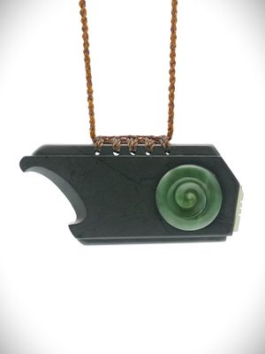Moko Pounamu Contemporary Design NZ Genuine Pakohe (Argillite) Kahurangi Greenstone - Makarau