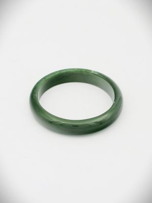 Moko Pounamu Solid Bangle NZ Genuine Kahurangi Greenstone - Wharehine  54mm