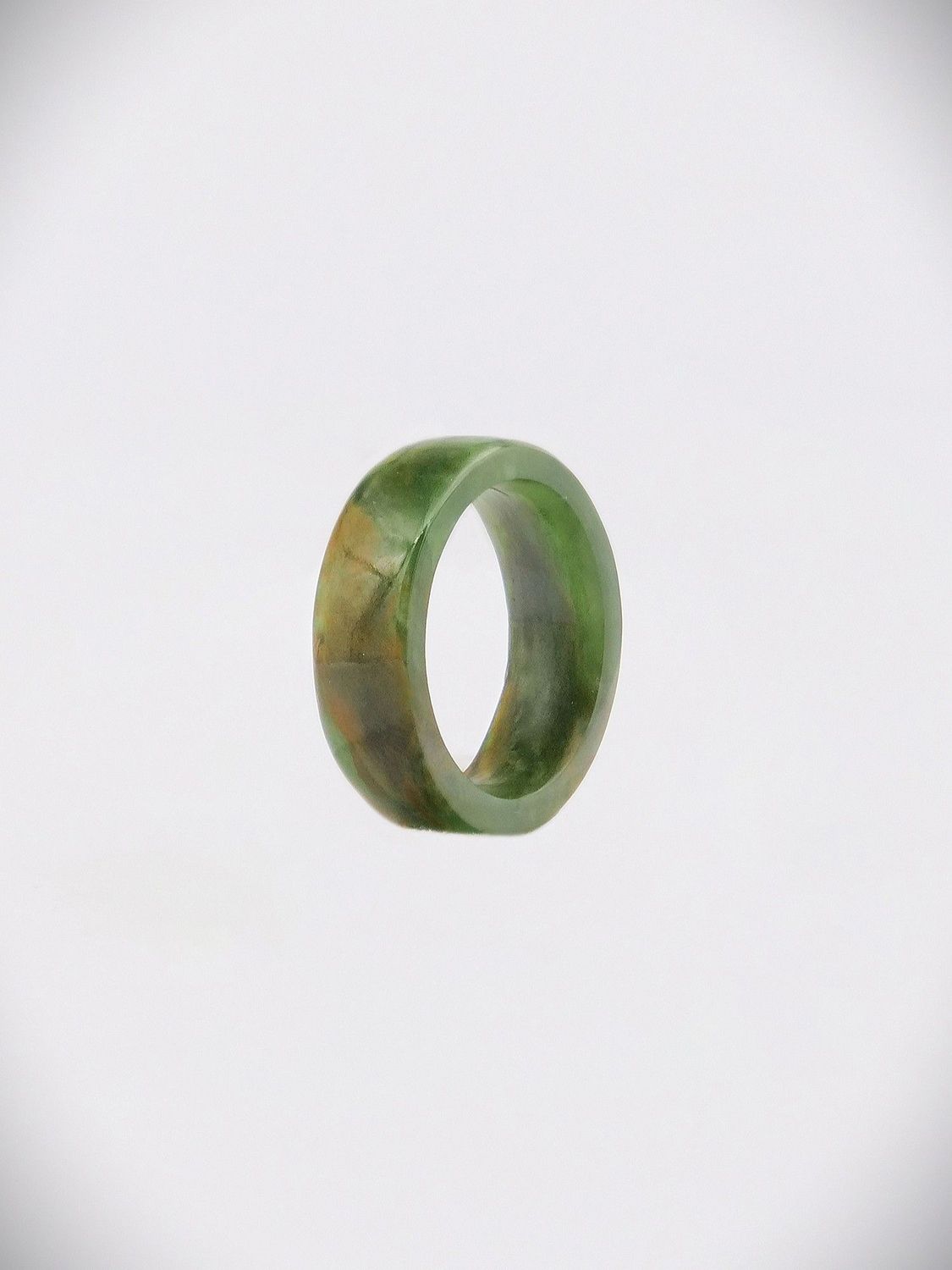 Moko Pounamu Flat Band Ring Genuine NZ Marsden Flower Greenstone - Motuora