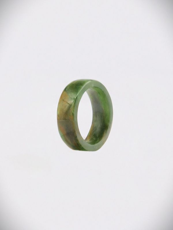 Moko Pounamu Flat Band Ring Genuine NZ Marsden Flower Greenstone - Motuora