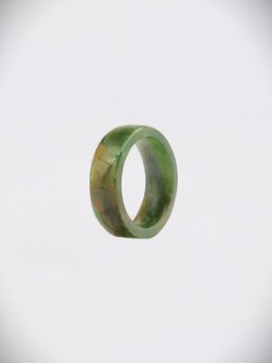 Moko Pounamu Flat Band Ring Genuine NZ Marsden Flower Greenstone - Motuora Moko Pounamu Flat Band Ring Genuine NZ Marsden Flower Greenstone - Motuora
