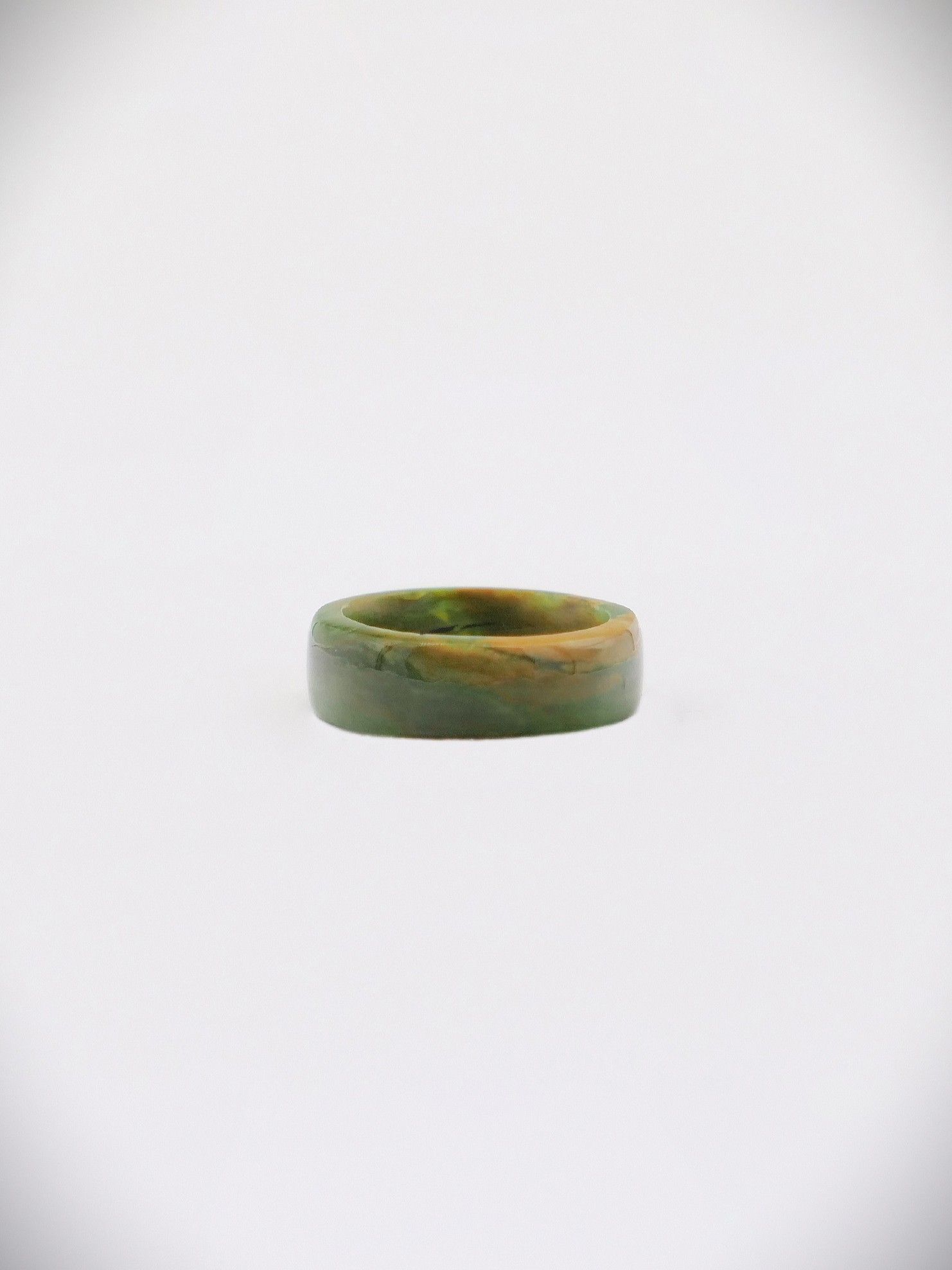 Moko Pounamu Flat Band Ring Genuine NZ Marsden Flower Greenstone - Motuora
