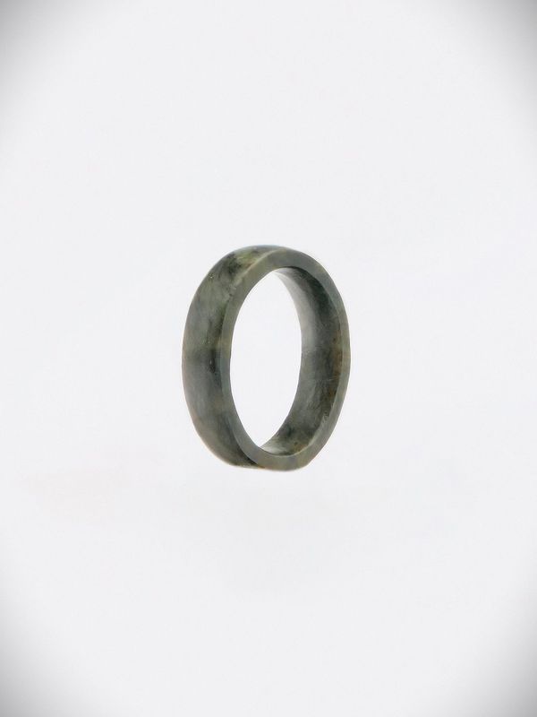 Moko Pounamu Flat Band Ring Genuine NZ Te Tau Ihu Greenstone - Puhoi