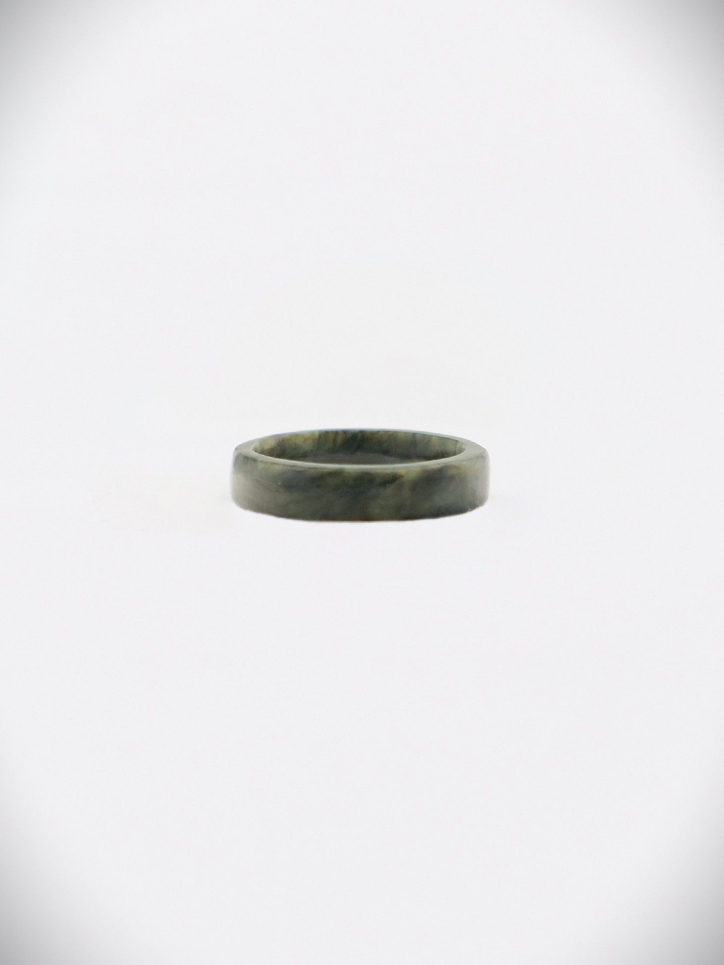 Moko Pounamu Flat Band Ring Genuine NZ Tangiwai Greenstone - Puhoi