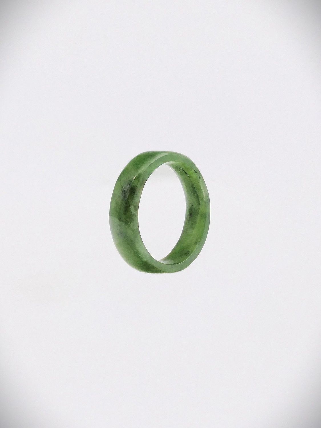 Moko Pounamu Flat Band Ring Genuine NZ Kahurangi Greenstone - Pakiri