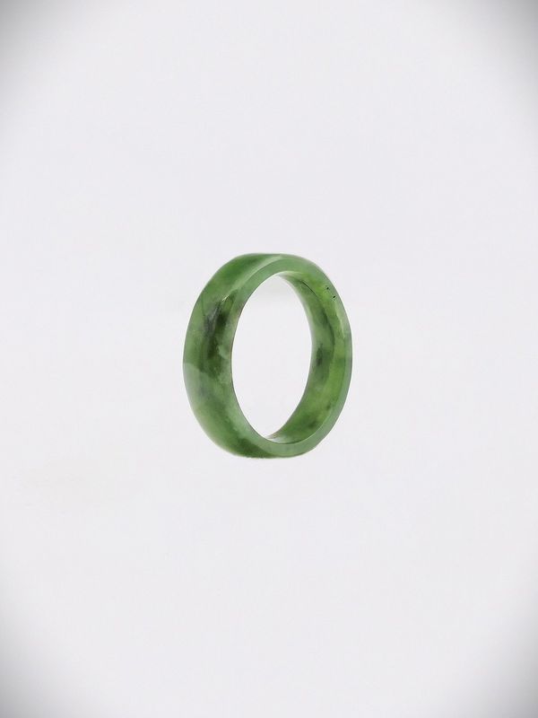 Moko Pounamu Flat Band Ring Genuine NZ Kahurangi Greenstone - Pakiri
