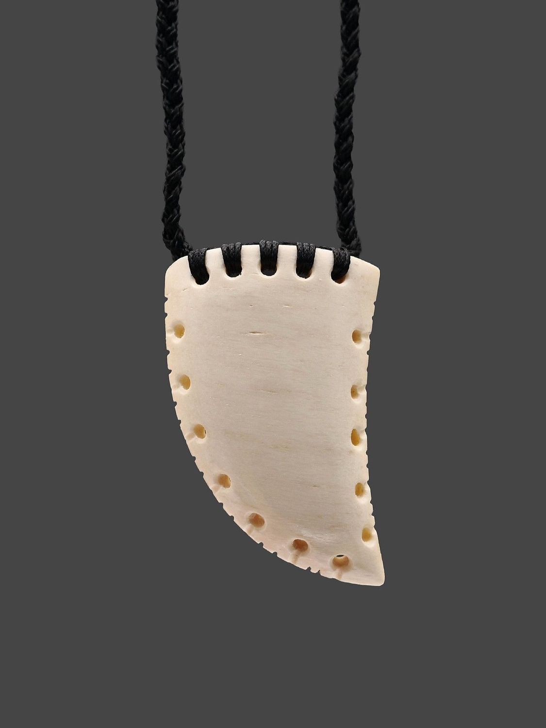 Moko Pounamu Rei Niho Genuine Whale Bone Carving - Te Pounga