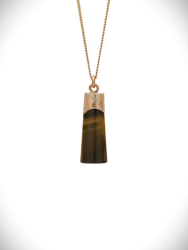 Moko Pounamu Tigers Eye & 9ct Gold Drop Pendant - Christchurch