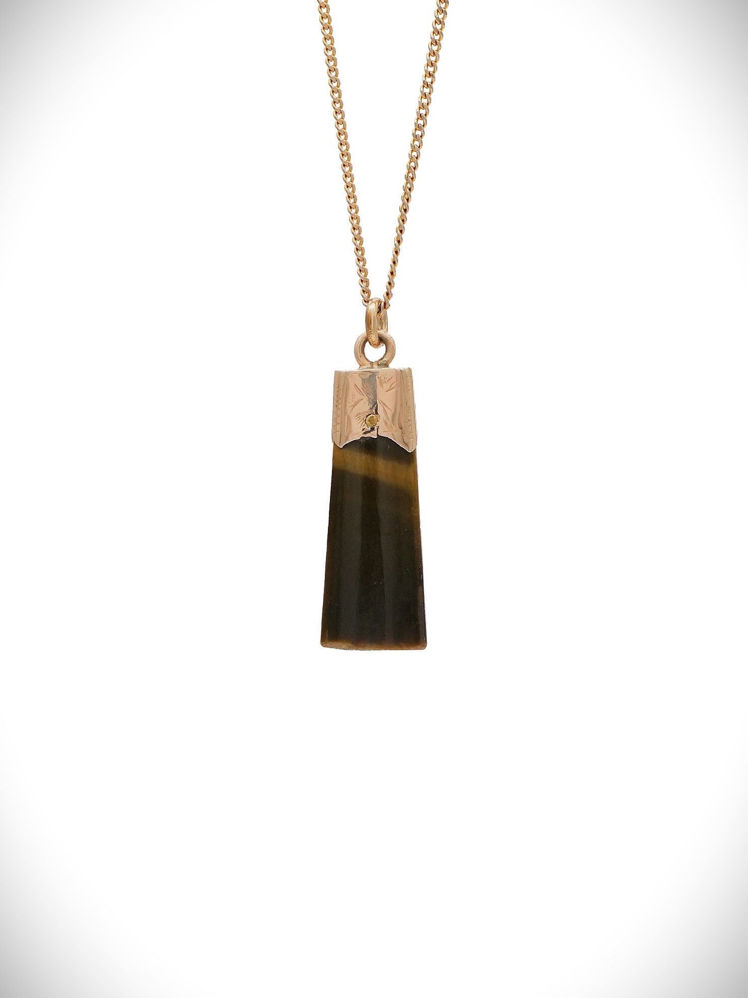 Moko Pounamu Tigers Eye & 9ct Gold Drop Pendant - Christchurch