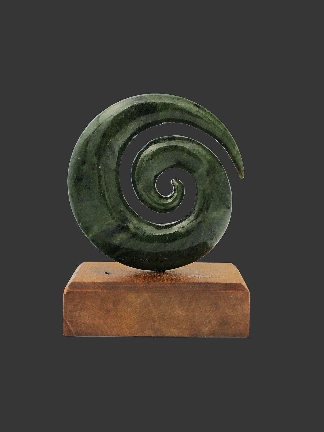 Moko Pounamu Koru NZ Genuine Kawakawa Greenstone - Hakaru