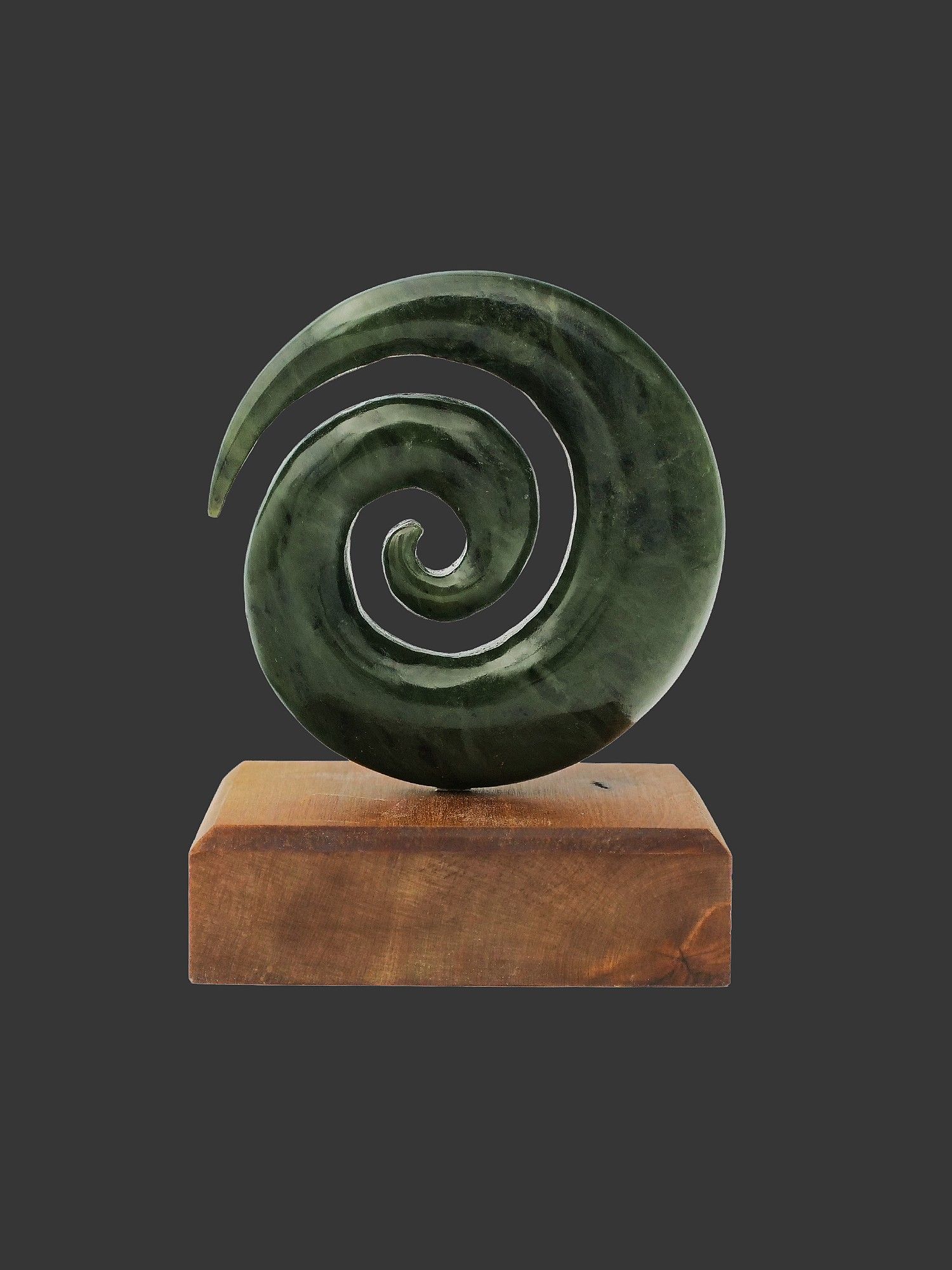 Moko Pounamu Koru NZ Genuine Kawakawa Greenstone - Hakaru