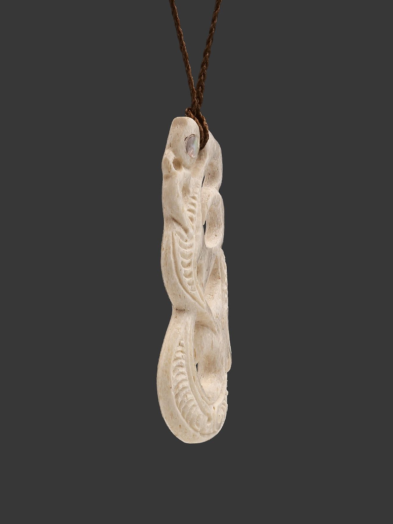 Moko Pounamu Manaia Genuine Whale Bone Carving - Te Umutaoroa