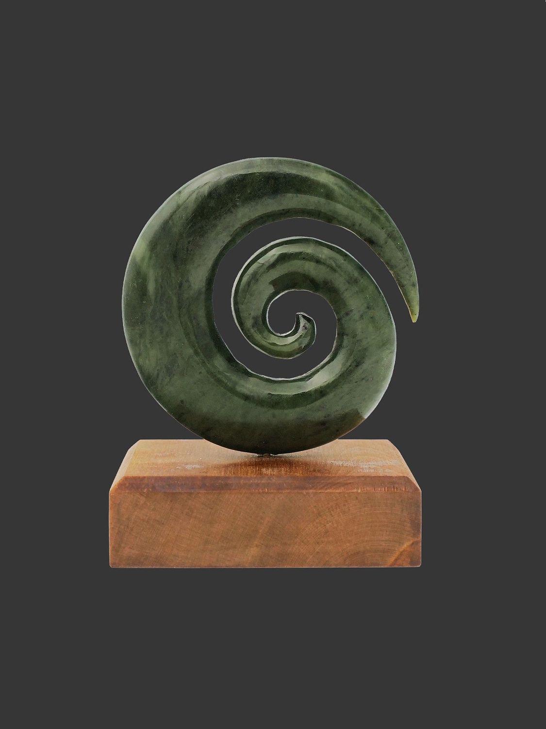 Moko Pounamu Koru NZ Genuine Kawakawa Greenstone - Mareretu
