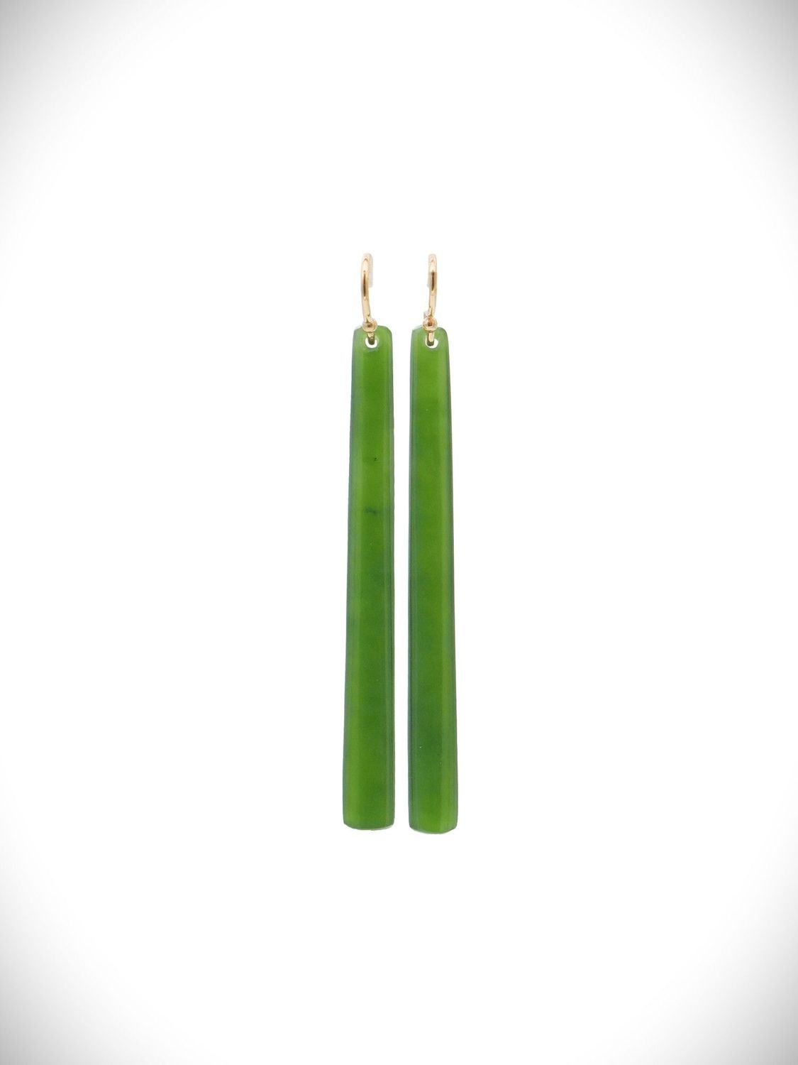 Moko Pounamu NZ Kahurangi Greenstone & 9ct Gold Earrings - Warea