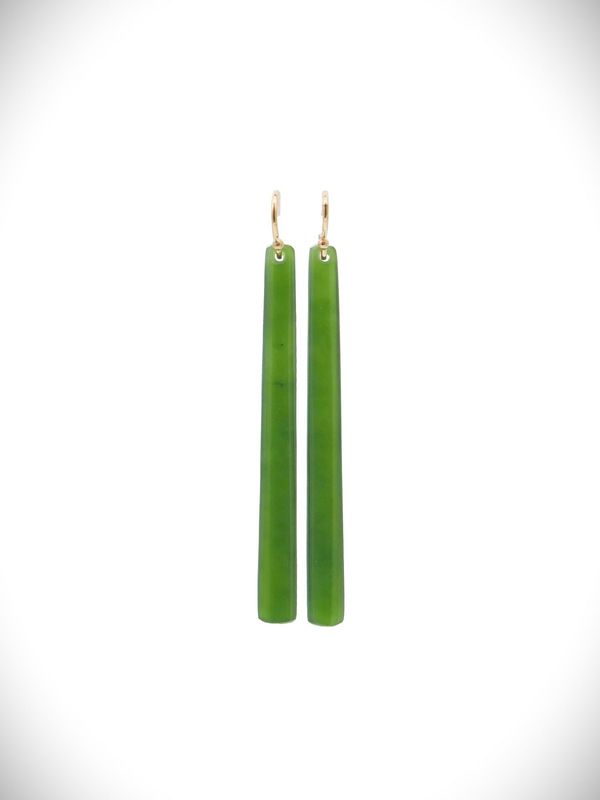 Moko Pounamu NZ Kahurangi Greenstone & 9ct Gold Earrings - Warea Moko Pounamu NZ Kahurangi Greenstone & 9ct Gold Earrings - Warea