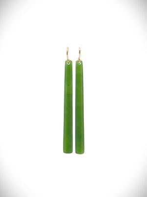 Moko Pounamu NZ Kahurangi Greenstone & 9ct Gold Earrings - Warea