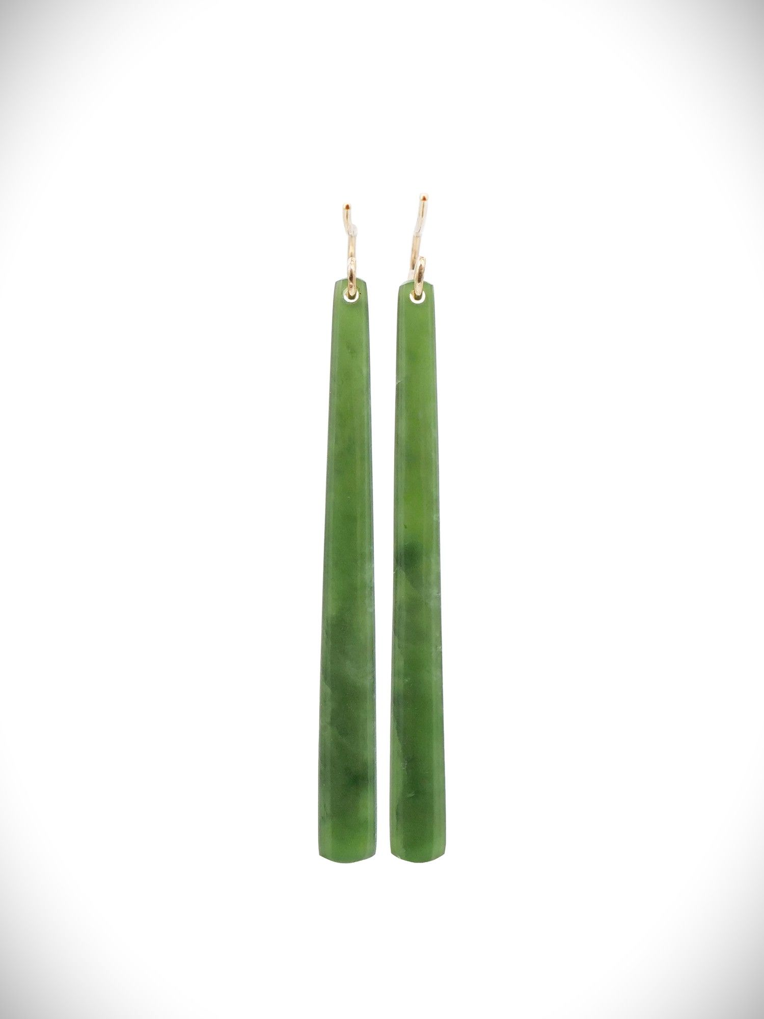 Moko Pounamu NZ Kahurangi Greenstone & 9ct Gold Earrings - Oakura