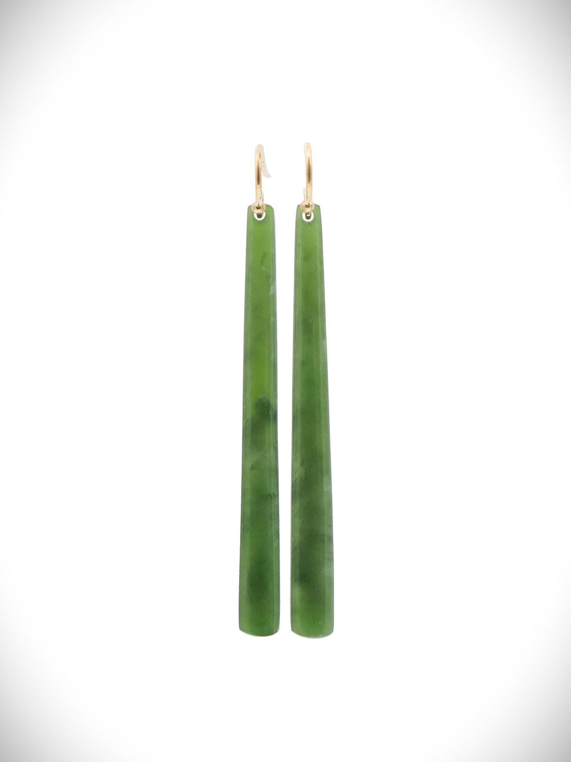 Moko Pounamu NZ Kahurangi Greenstone & 9ct Gold Earrings - Oakura