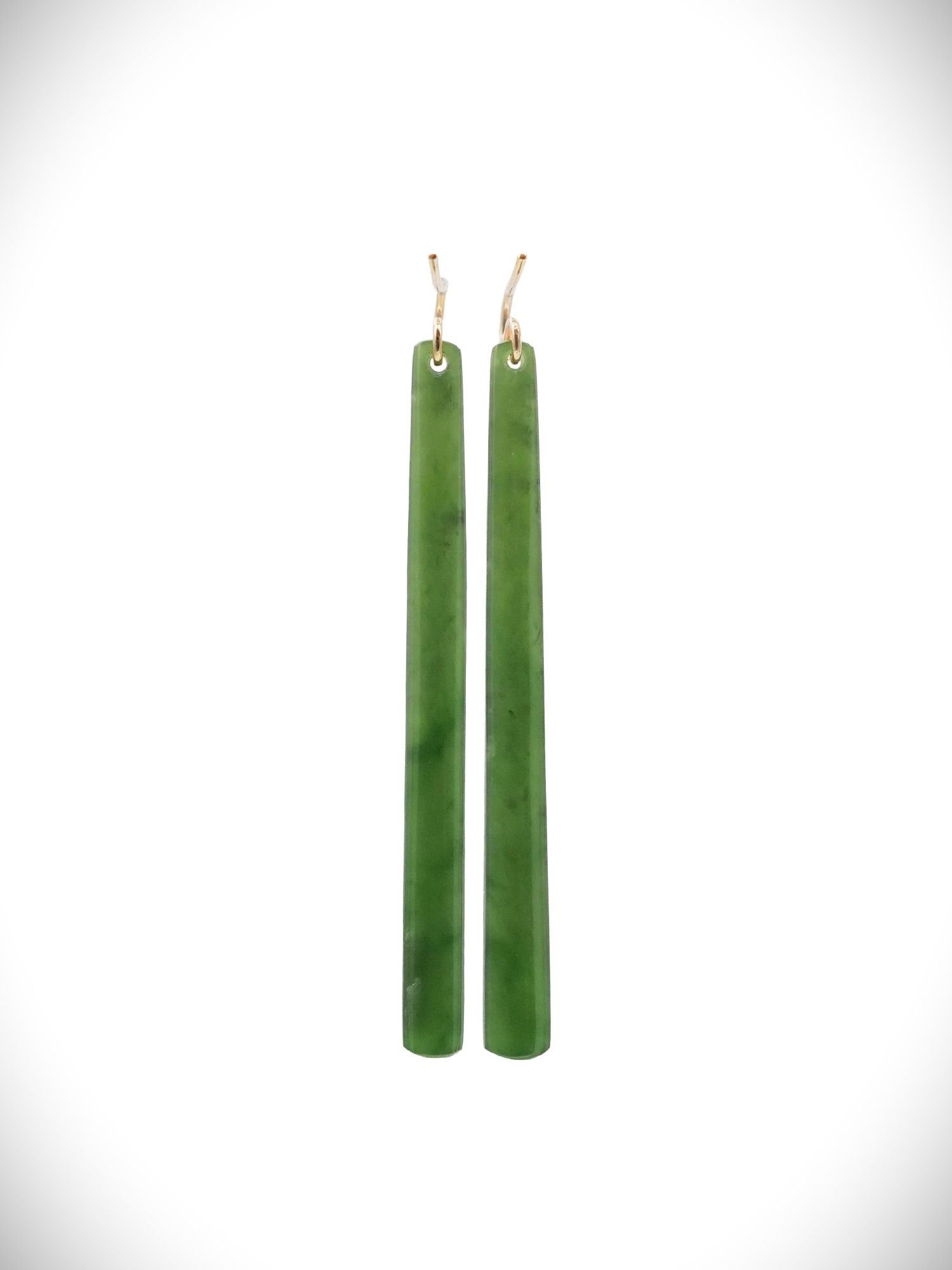 Moko Pounamu NZ Kahurangi Greenstone & 9ct Gold Earrings - Paraite