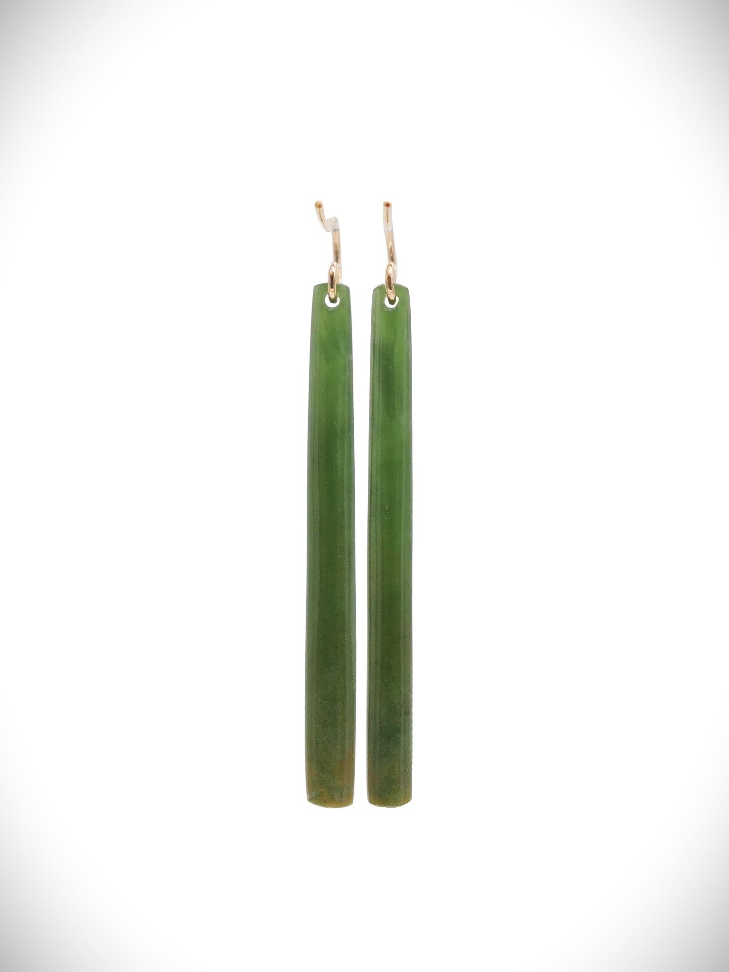 Moko Pounamu NZ Kahurangi Greenstone & 9ct Gold Earrings - Rahotu