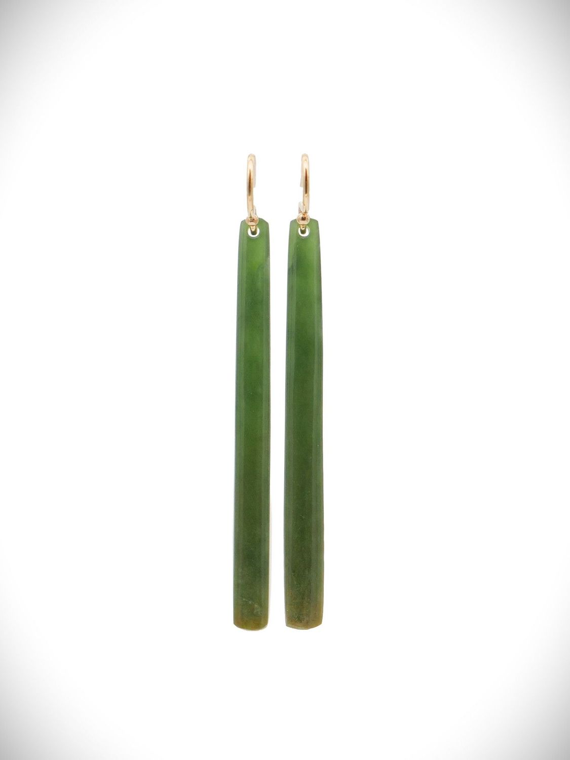 Moko Pounamu NZ Kahurangi Greenstone & 9ct Gold Earrings - Rahotu
