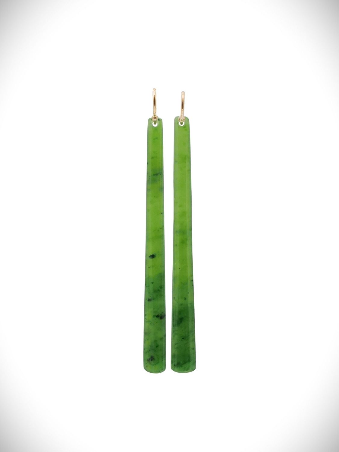 Moko Pounamu NZ Kahurangi Greenstone & 9ct Gold Earrings - Okato