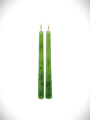 Moko Pounamu NZ Kahurangi Greenstone & 9ct Gold Earrings - Okato